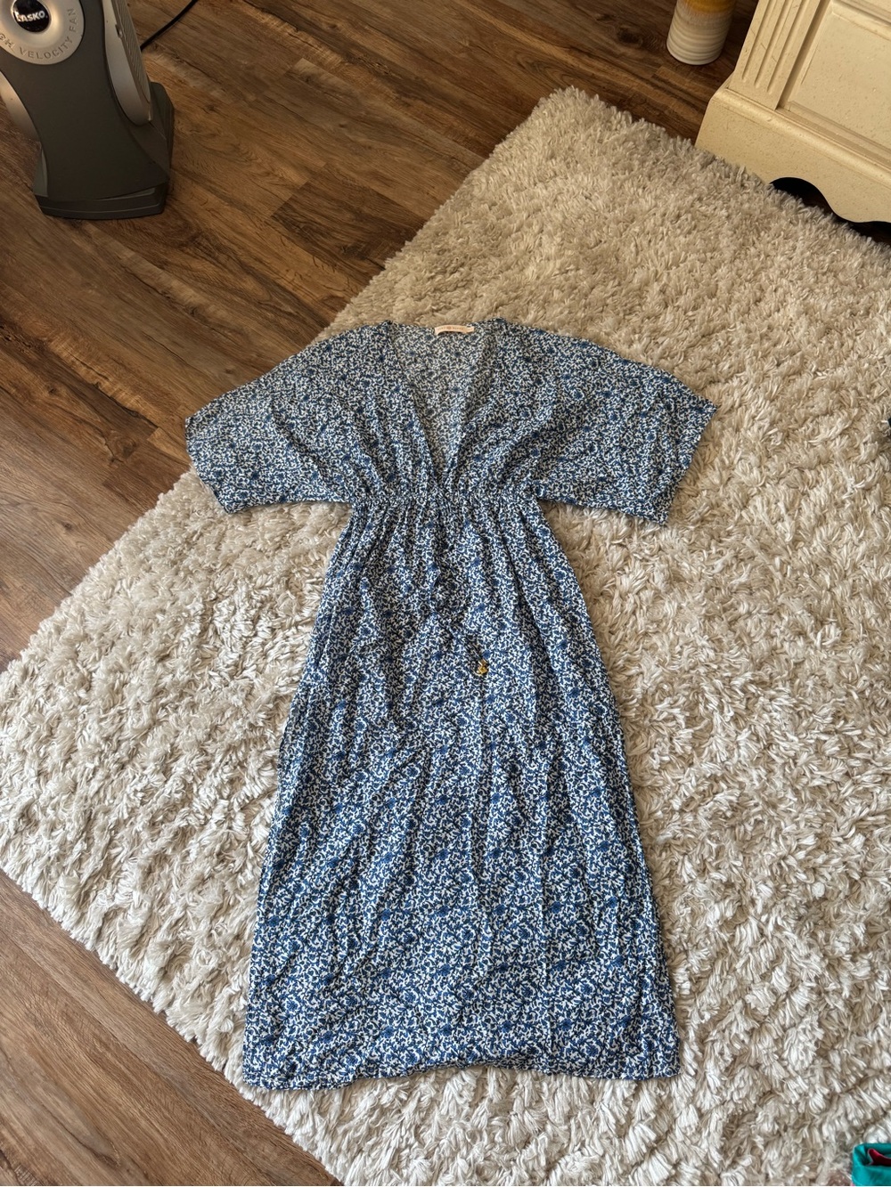 Tory Burch Silk/Cotton Blue Floral Maxi Dress